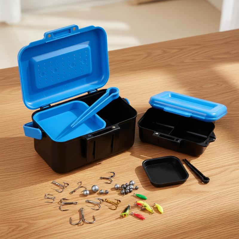 Fishing Rod Case - กล่องใส่อุปกรณ์ตกปลาแบบพกพา กล่องเก็บเหยื่อสด ตะขอเบ็ด กล่องจัดเก็บเหยื่อหนอน กล่องจัดระเบียบอุปกรณ์ตกปลาสำหรับกิจกรรมกลางแจ้ง