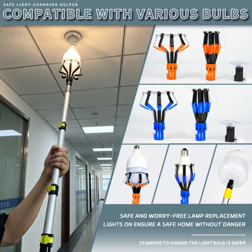 Fishing Rod Telescopic - เครื่องมือเปลี่ยนหลอดไฟแบบมืออาชีพ ด้ามจับอะลูมิเนียมอัลลอยด์ พร้อมเสาต่อแบบยืดหดได้