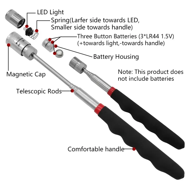 Fishing Rod Travel - Telescopic Magnetic ปากกา LED Light ขยายรถกระบะ