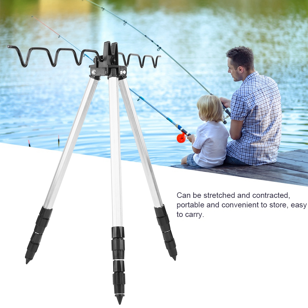 Fishing Rod Casting - ขาตั้งคันเบ็ดตกปลาอเนกประสงค์ ขาตั้งคันเบ็ดสำหรับตกปลาทะเลกลางแจ้ง ขาตั้งแบบยืดหดได้รูปสามเหลี่ยม
