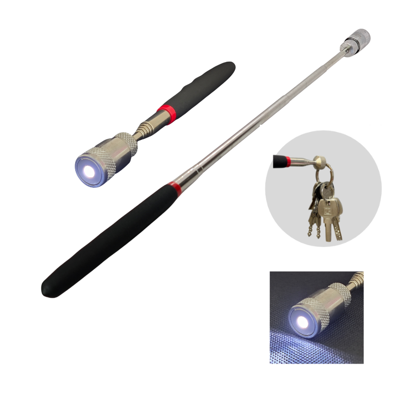 Fishing Rod Travel - เครื่องมือแม่เหล็กแบบพกพา 1 ชิ้น ปากกาแม่เหล็กแบบยืดหดได้ พร้อมไฟ LED