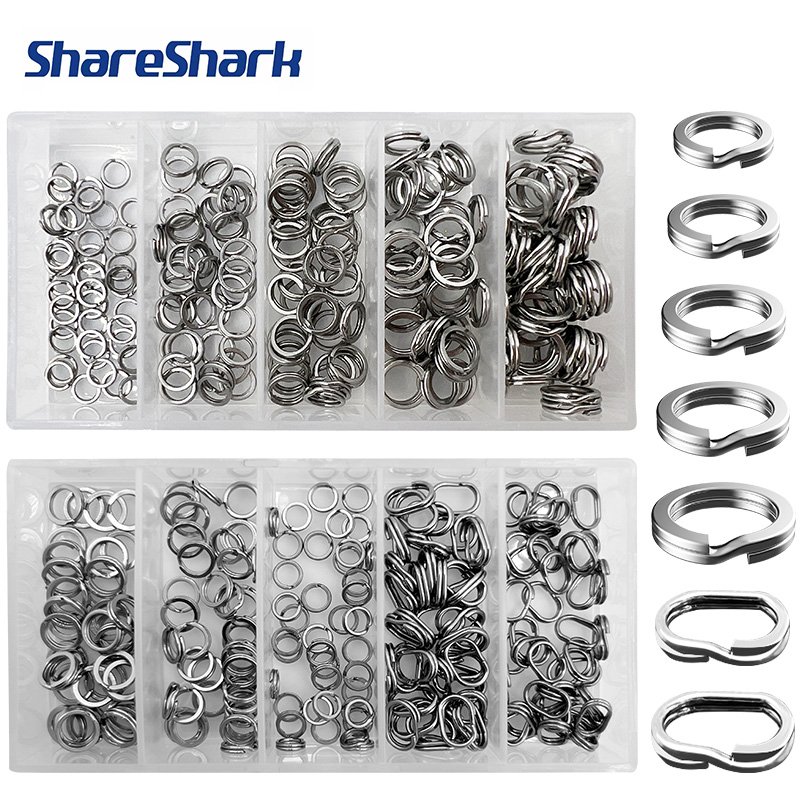 Fishing Rod Case - แหวนสแตนเลสสตีลคุณภาพสูง ShareShark 200 ชิ้น/กล่อง สำหรับติดเหยื่อตกปลา ทนทานต่อการกัดกร่อน