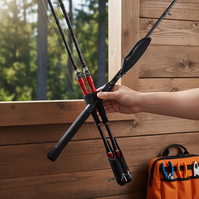 Fishing Rod Combo - สายรัดคันเบ็ดแบบปรับได้พร้อมฝาครอบป้องกัน, สายรัดคันเบ็ดสำหรับตกปลาในทะเลและน้ำจืด, สายสะพายไหล่แบบพกพา