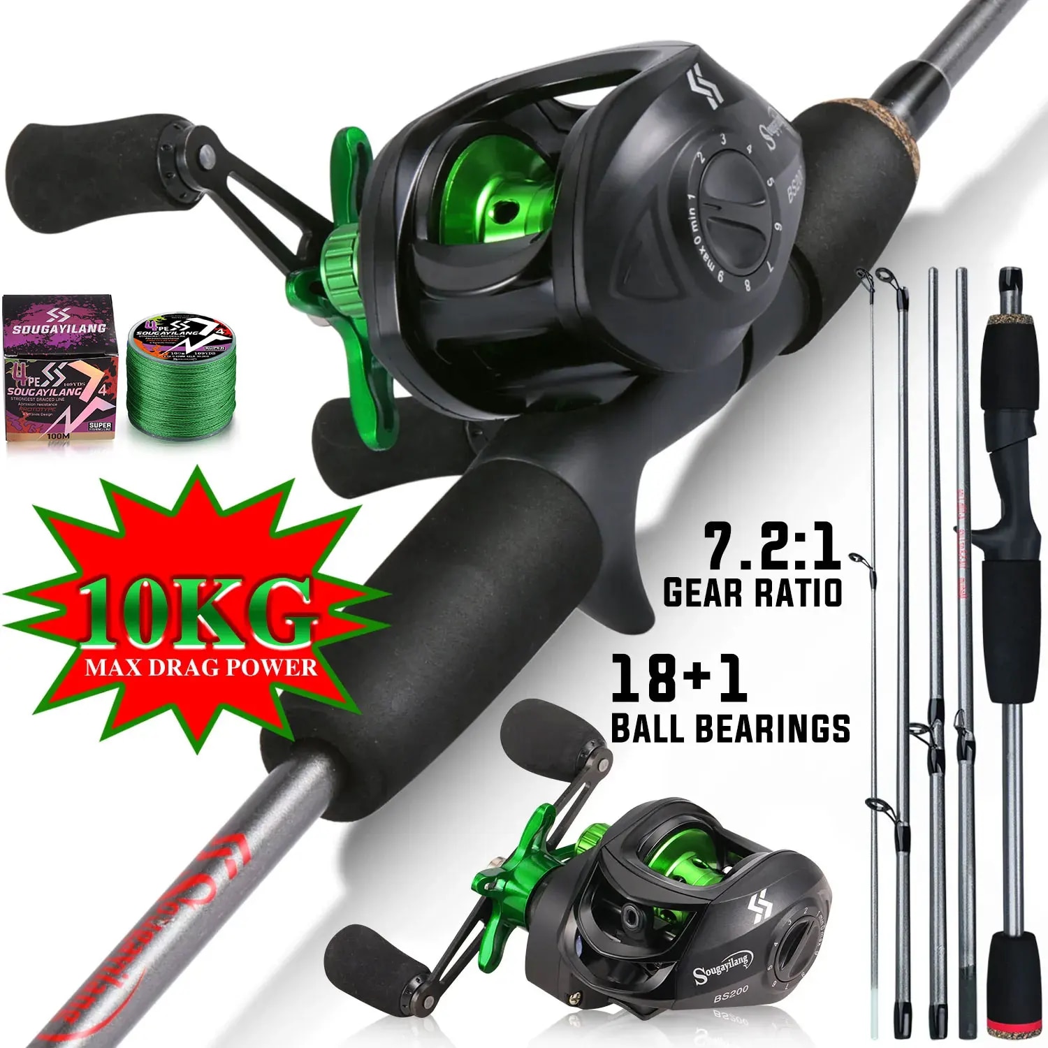 Fishing Rod Combo - Sougayilang ตกปลา Rod Combo 1.7m คาร์บอนไฟเบอร์