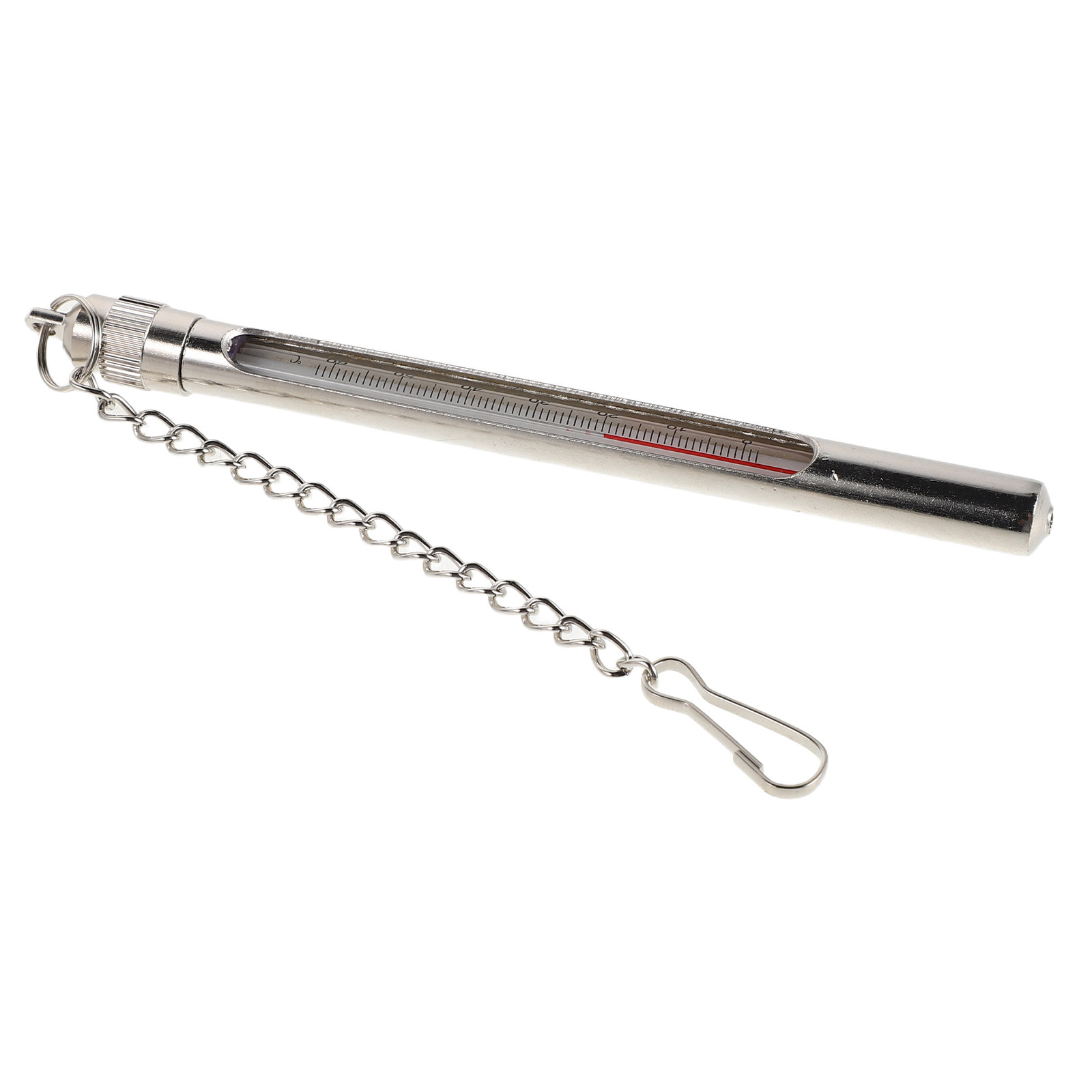 Fishing Rod Fly - เครื่องวัดอุณหภูมิน้ำแบบสตรีม สีเงิน สำหรับตกปลาแบบฟลายฟิชชิ่ง อุปกรณ์วัดอุณหภูมิสำหรับนักตกปลา พร้อมชุดเครื่องมือสำหรับตกปลาในทะเลสาบและบ่อ