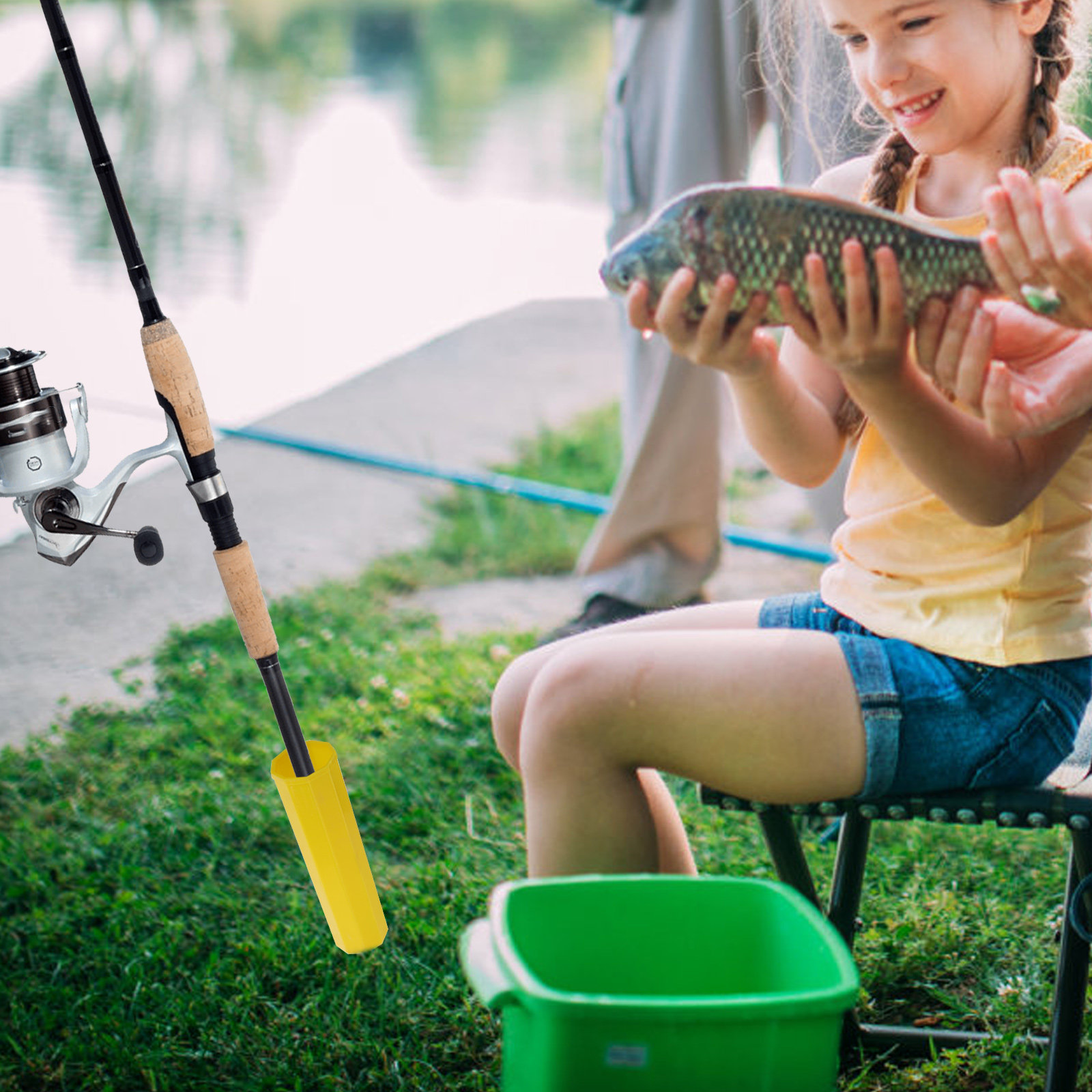 Fishing Rod Casting - ที่วางคันเบ็ดตกปลาแบบหมุนได้ 2 ชิ้น วัสดุพลาสติกและโลหะ ทนทาน ใช้สำหรับตกปลาชายหาด