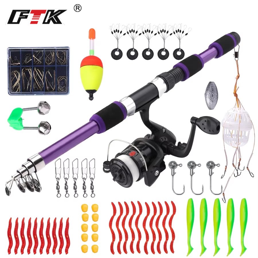 Fishing Rod Carbon Fiber - FTK 1.8M แบบพกพา SPINNING Fishing Rod
