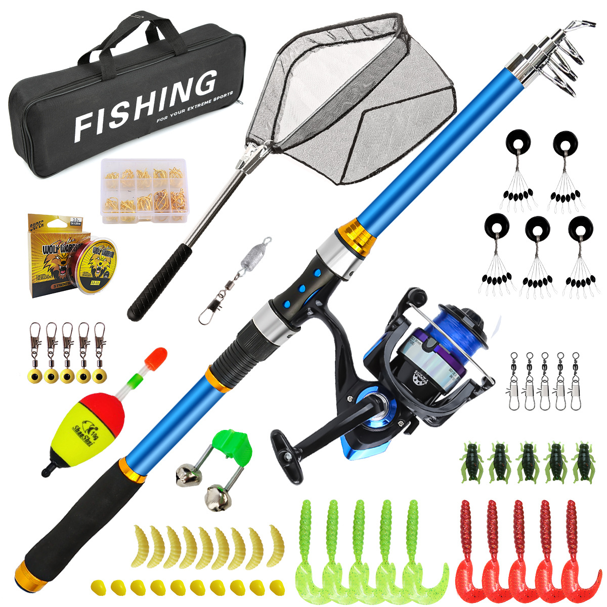 2.1-3.6M Telescopic Glass Fibe - Fishing Rod Combo บทวิจารณ์และราคา