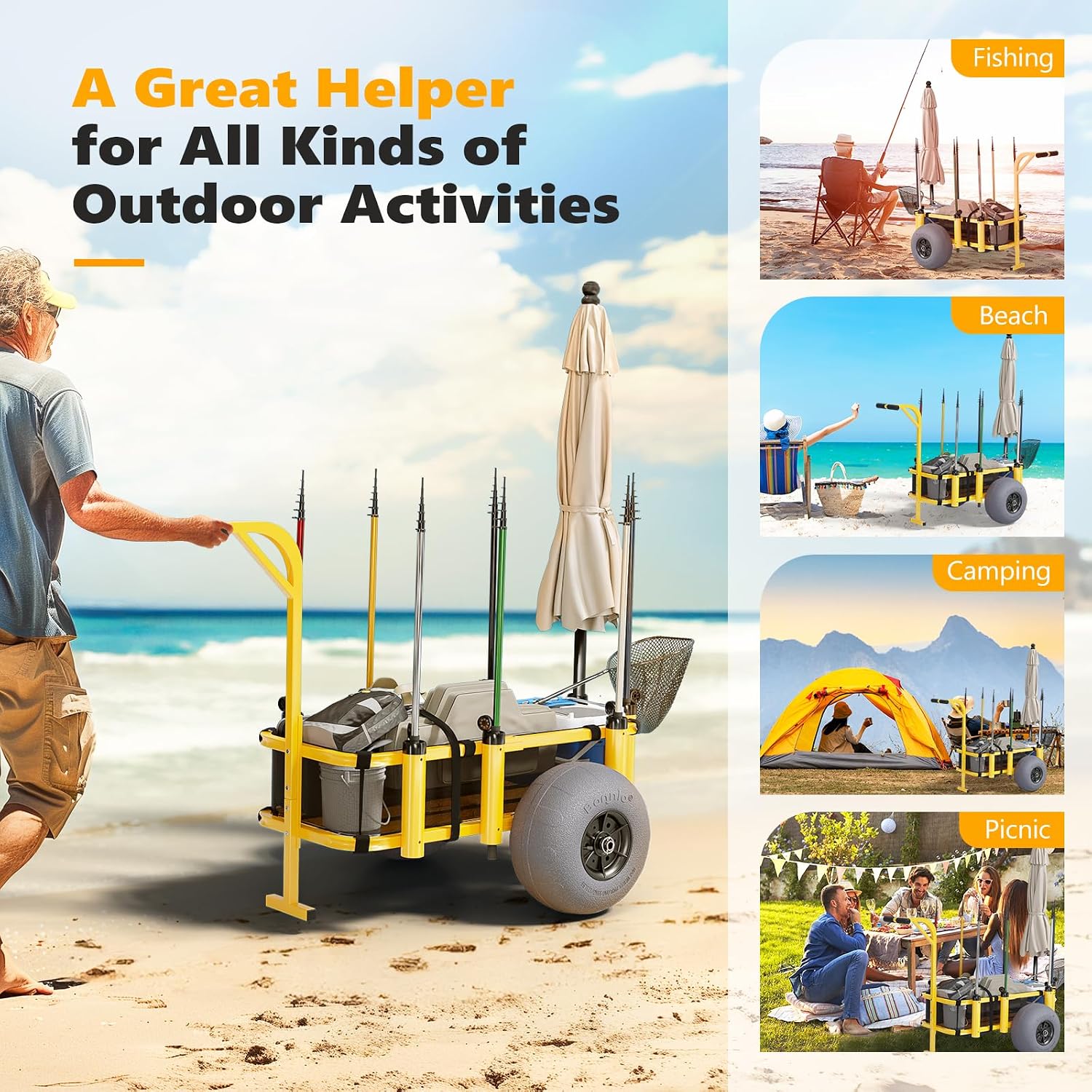 รถเข็นตกปลาแบบล้อเลื่อนสำหรับใ - Fishing Rod Holder บทวิจารณ์และราคา