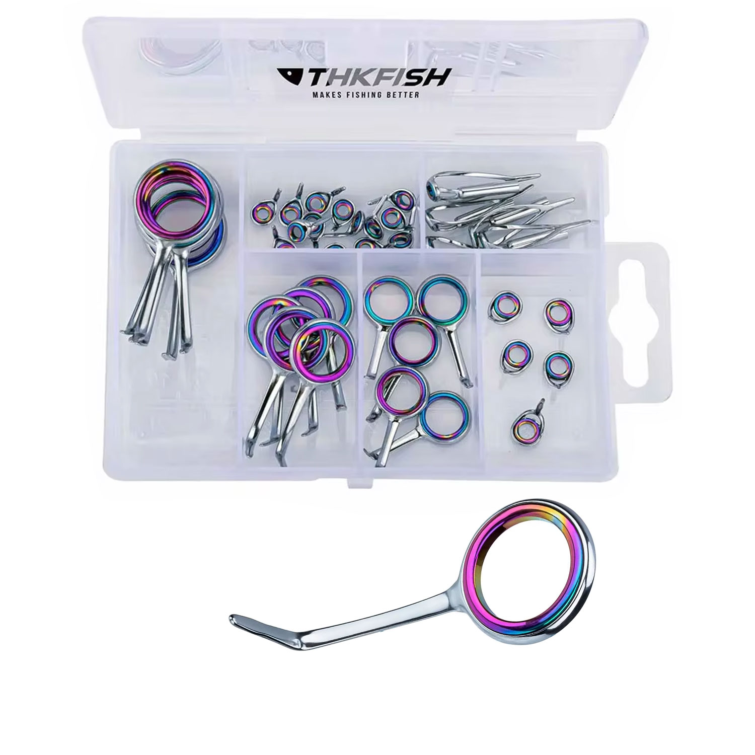 ชุดแหวนนำเบ็ดตกปลาหลากสี40ชิ้น - Fishing Rod Building Kit บทวิจารณ์และราคา